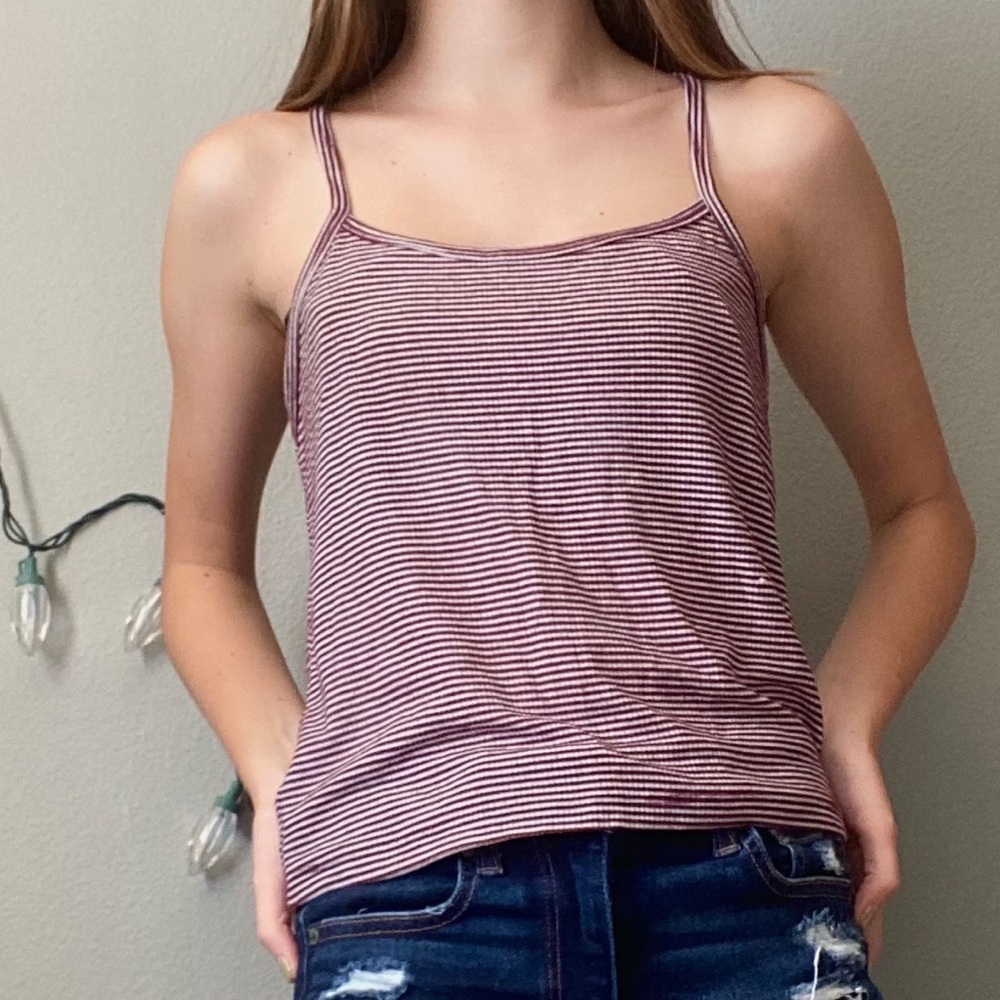 Stripped burgundy tank top